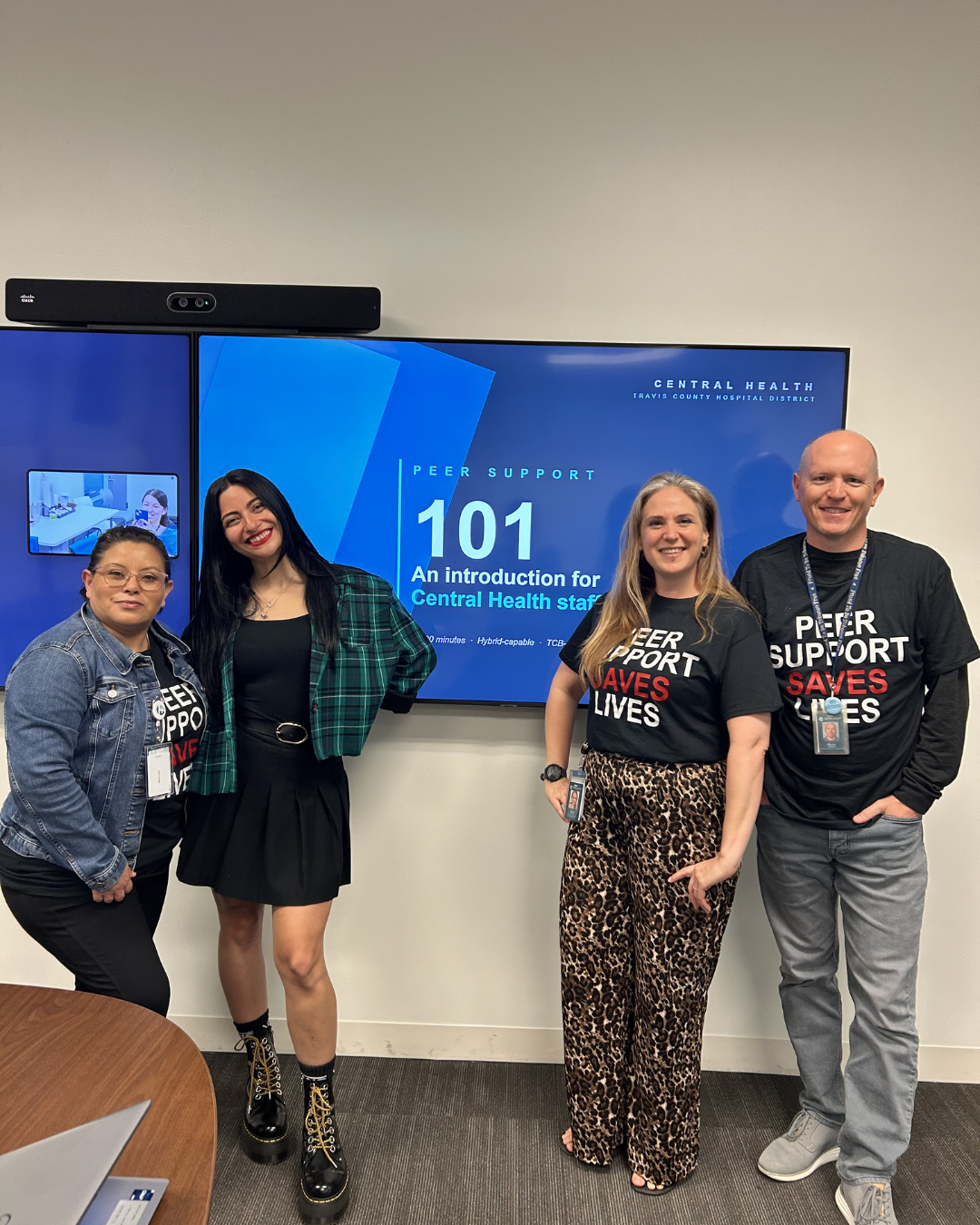 Central Health team wearing Peer Support Saves Lives tees